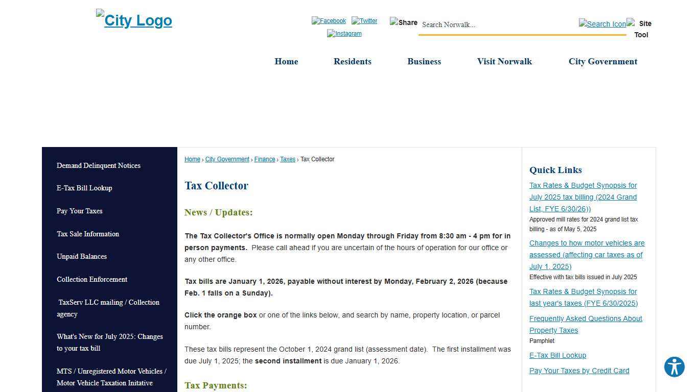 Tax Collector | Norwalk, CT - Official Website